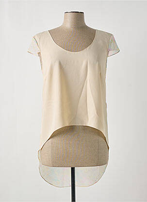 Blouse imprimé fantaisie manches courtes beige GIA VENTOLA femme