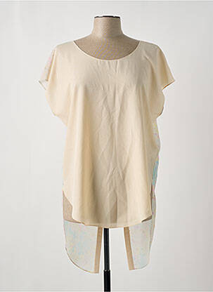 Tunique manches courtes coupe fluide beige GIA VENTOLA femme