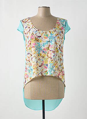 Blouse imprimé fantaisie manches courtes bleu GIA VENTOLA femme