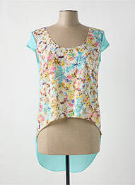 Blouse imprimé fantaisie manches courtes bleu GIA VENTOLA femme