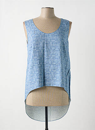 Top coupe fluide sans manche bleu GIA VENTOLA femme