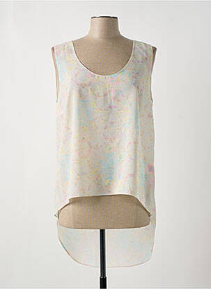 Top imprimé fantaisie sans manche beige GIA VENTOLA femme