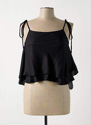 Top col carré fines bretelles noir GIA VENTOLA femme