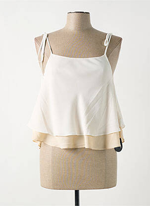 Top col carré fines bretelles beige GIA VENTOLA femme