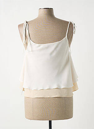 Top col carré fines bretelles beige GIA VENTOLA femme