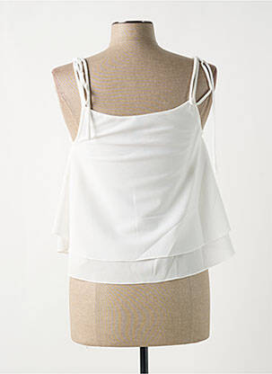 Top tissage crêpe fines bretelles blanc GIA VENTOLA femme