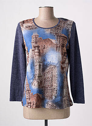 Pull coupe cintrée manches 3/4 bleu NAYAT femme
