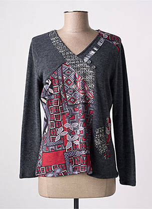 Pull tissage chiné manches longues gris NAYAT femme