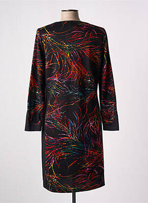 Robe mi-longue imprimé fantaisie manches longues noir FRANCE RIVOIRE femme