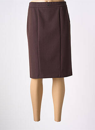 Jupe mi-longue coupe droite marron FRANK WALDER femme