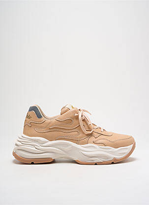Baskets matière lisse talon de 4 à 6cm beige BUFFALO femme
