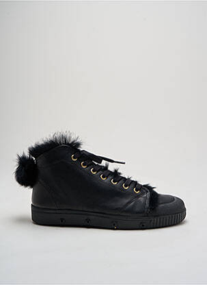 Baskets matière lisse talon plat jusqu'à 3cm noir SPRING COURT femme