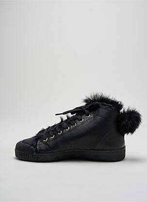 Baskets matière lisse talon plat jusqu'à 3cm noir SPRING COURT femme