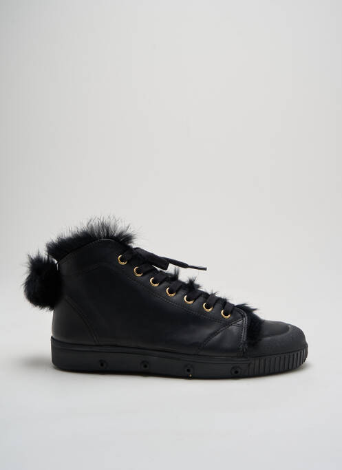 Baskets matière lisse talon plat jusqu'à 3cm noir SPRING COURT femme