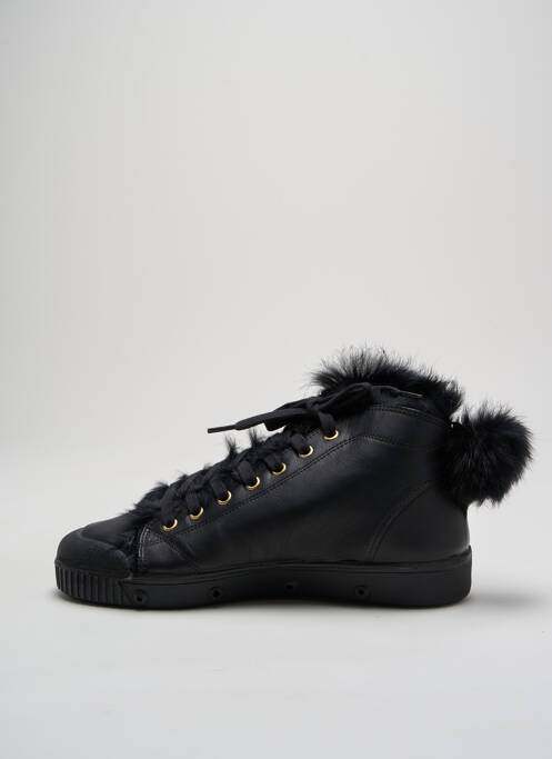 Baskets matière lisse talon plat jusqu'à 3cm noir SPRING COURT femme