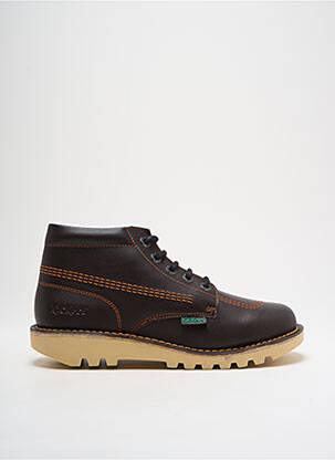 Baskets matière lisse talon plat jusqu'à 3cm marron KICKERS femme