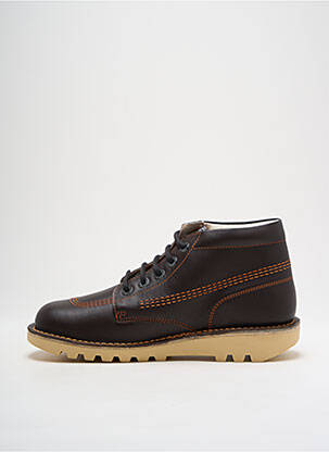 Baskets matière lisse talon plat jusqu'à 3cm marron KICKERS femme