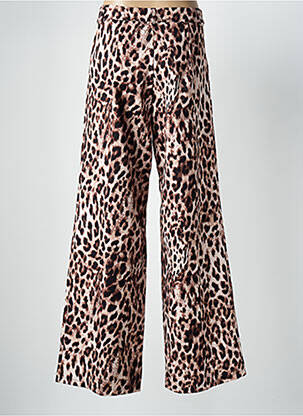 Pantalon large fermeture zippée sous rabat boutonné taille haute beige ADILYNN femme