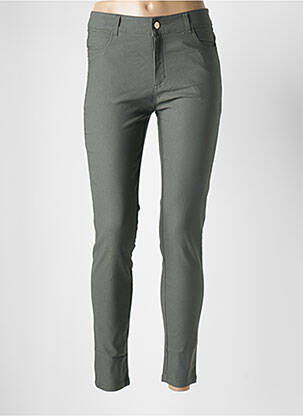 Pantalon slim tissage popeline taille normale vert CHERRY BERRY femme