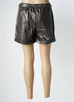 Short tissage simili-cuir taille normale marron NOUGAT femme