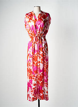 Robe longue coupe cintrée fines bretelles orange C.M.P 55 femme