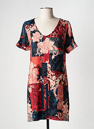 Robe courte manches courtes manches courtes rouge MADEMOISELLE SANS GÊNE femme