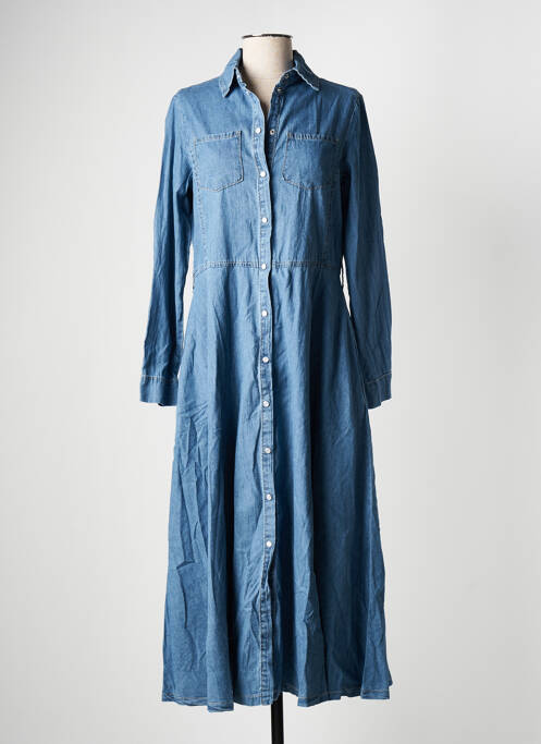 Robe longue manches longues manches longues bleu PLACE DU JOUR femme