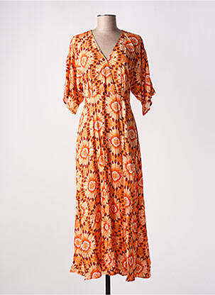 Robe longue manches courtes manches courtes orange C'EST BEAU LA VIE femme