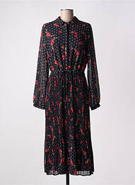 Robe mi-longue imprimé fleurs manches longues noir S.OLIVER femme