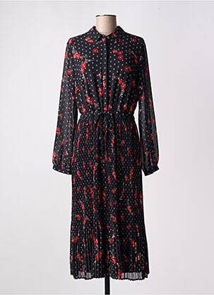 Robe mi-longue imprimé fleurs manches longues noir S.OLIVER femme