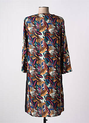 Robe mi-longue imprimé fleurs manches longues noir LA FIANCÉE femme