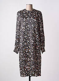 Robe mi-longue coupe fluide manches longues noir GEISHA femme