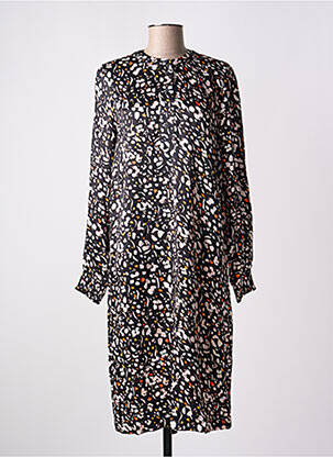 Robe mi-longue coupe fluide manches longues noir GEISHA femme