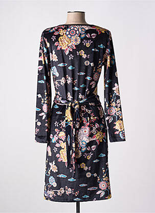 Robe mi-longue imprimé fleurs manches longues noir LA FIANCEE DU MEKONG femme