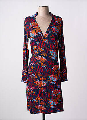 Robe mi-longue imprimé fleurs manches longues bleu LA FIANCEE DU MEKONG femme