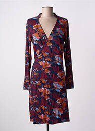 Robe mi-longue imprimé fleurs manches longues bleu LA FIANCEE DU MEKONG femme