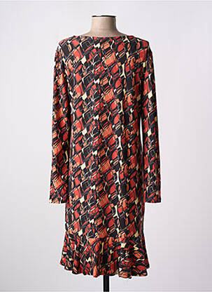 Robe mi-longue imprimé fantaisie manches longues orange LA FIANCÉE femme