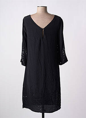 Robe mi-longue coupe fluide manches 3/4 noir STREET ONE femme