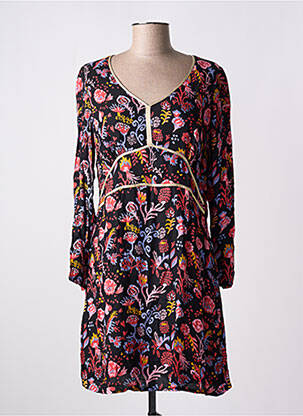 Robe courte imprimé fleurs manches longues noir LA FIANCEE DU MEKONG femme