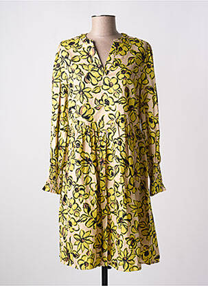 Robe mi-longue coupe évasée manches longues jaune B.YOUNG femme