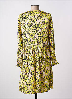 Robe mi-longue imprimé fleurs manches longues jaune B.YOUNG femme