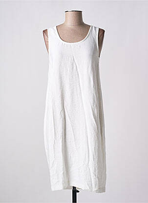 Robe mi-longue coupe fluide sans manche blanc POISSONS BLANCS femme