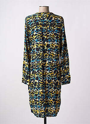 Robe mi-longue coupe fluide manches longues noir GEISHA femme