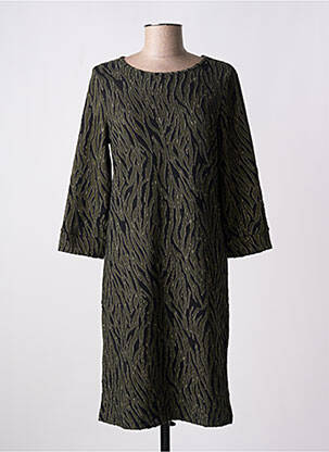 Robe mi-longue manches 3/4 manches 3/4 vert GEISHA femme