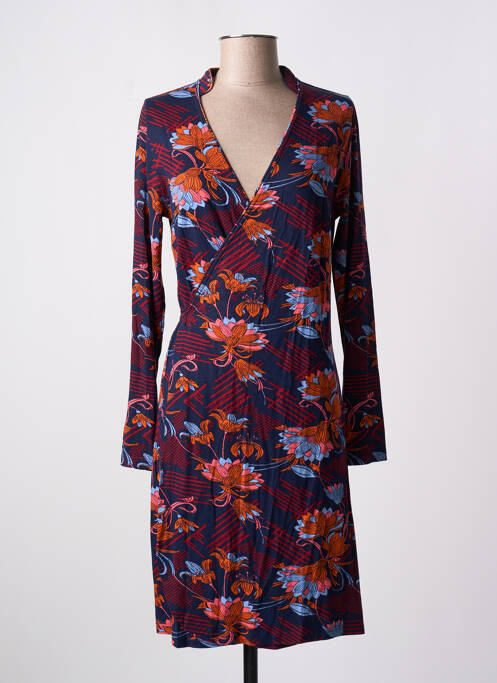 Robe mi-longue imprimé fleurs manches longues bleu LA FIANCEE DU MEKONG femme