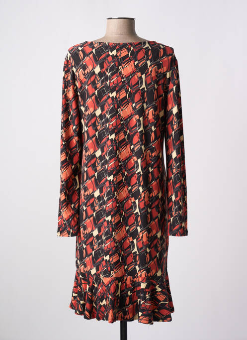 Robe mi-longue imprimé fantaisie manches longues orange LA FIANCÉE femme