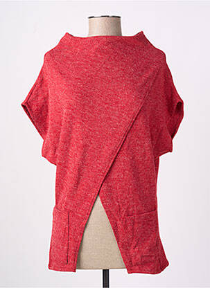 Pull col bateau manches courtes rouge POISSONS BLANCS femme