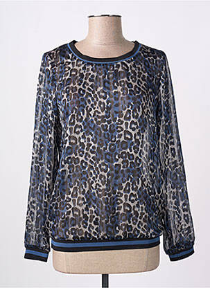 Blouse légère et transparente manches longues bleu GEISHA femme