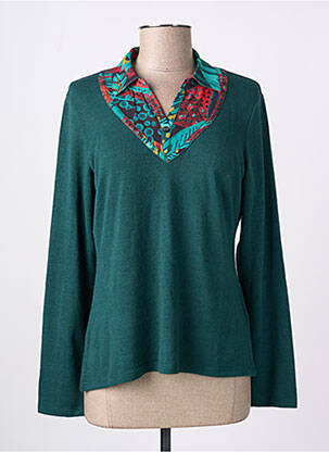 Pull coupe cintrée manches longues vert KALISSON femme