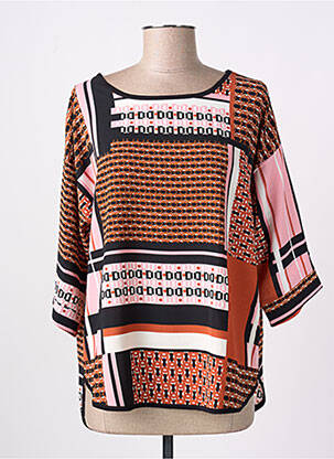 Blouse imprimé fantaisie manches 3/4 orange CHRISTINE LAURE femme